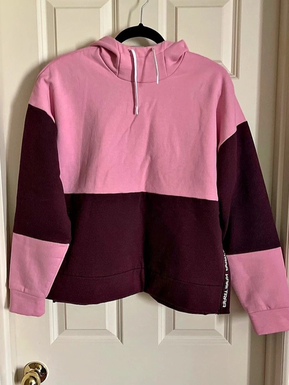 Kari Traa Color Block Hoodie in Pink & Burgundy Size Large